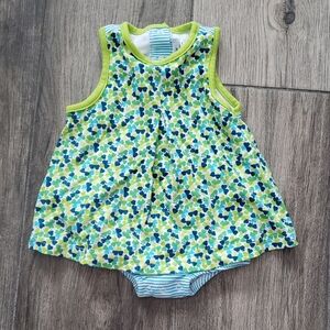 Zutano EUC 12 months green and blue shamrock print romper dress